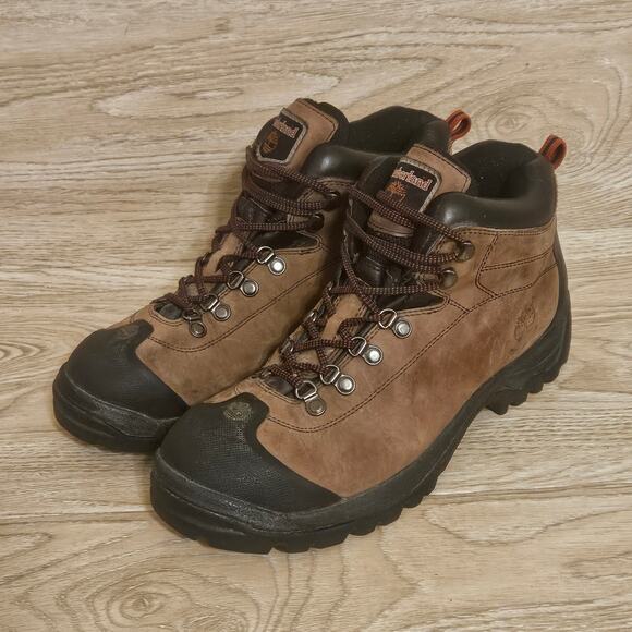 Timberland Men's Brown Leather Waterproof Hiking Trail Boots Size 11W Wide - Picture 1 of 8